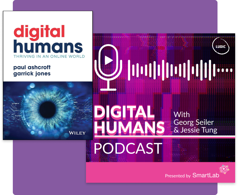 Digital humans book and podcast cover art