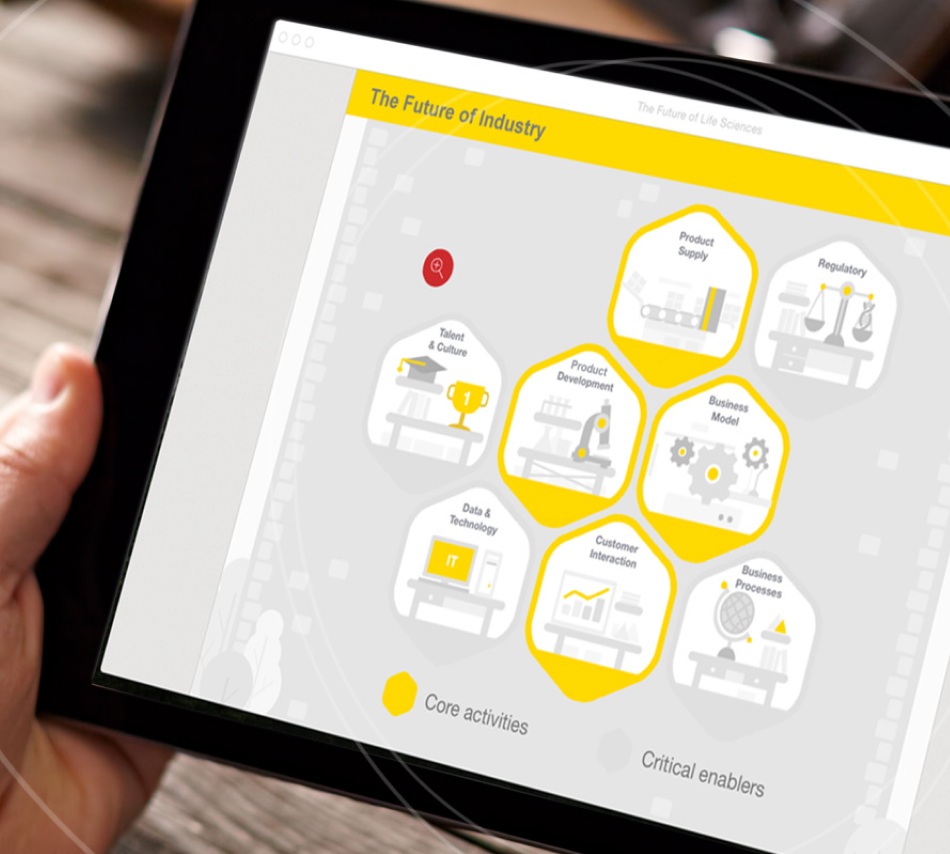 A SmartLab Future of Industry map open on a tablet held in one hand